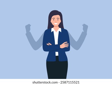 Woman power, self confidence, high self esteem concept vector illustration. Leadership businesswoman.