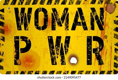 woman power sign,mee too concept, worn and grungy,scalable vector illustration, fictional artwork