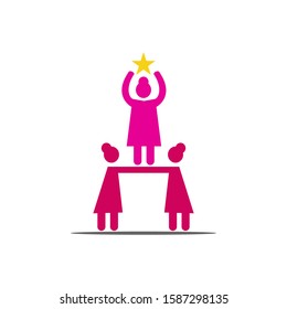 Woman power Teamwork logo vector illustration icon symbol isolated