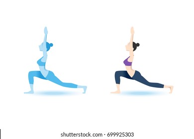 Woman practice yoga graphic design