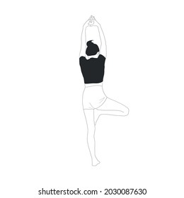 Woman practices yoga. Healthy lifestyle. Spirit practice. Hand drawn art. Open your heart. Namaste. 