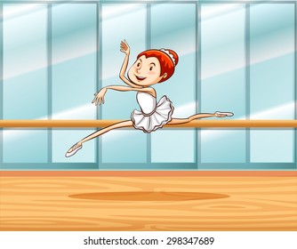 Woman Practicing Ballet In A Room, Dance Studio