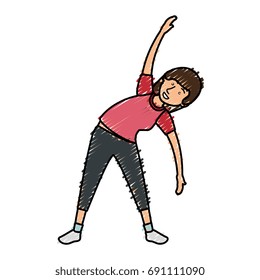 Woman practicing exercise character