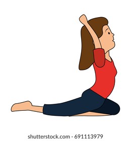 Woman practicing exercise character