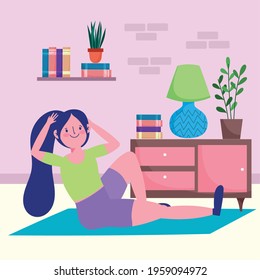 woman practicing exercises at home