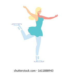 woman practicing figure skating on white background vector illustration design