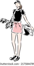 woman practicing golf at a golf course