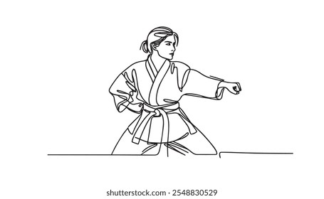 Mujer practicando Karate line art