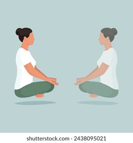 Woman practicing meditation and finding her true self, spirituality and self-awareness concepy