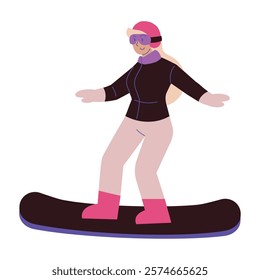 woman practicing snowboarding isolated design