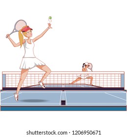 woman practicing tennis in court