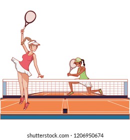 woman practicing tennis in court