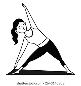 A Woman Practicing Trikonasana Triangle Pose