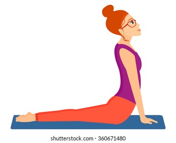 Woman practicing yoga.