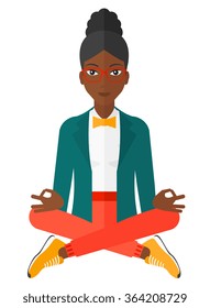 Woman practicing yoga.