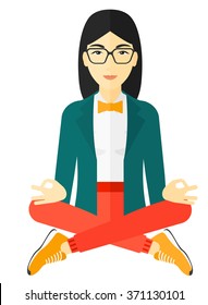 Woman practicing yoga.