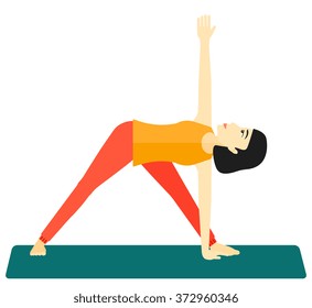 Woman practicing yoga.