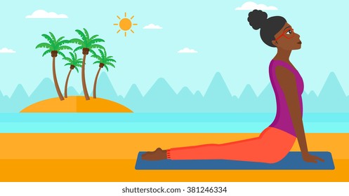 Woman practicing yoga.