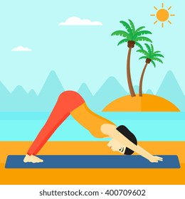 Woman practicing yoga.