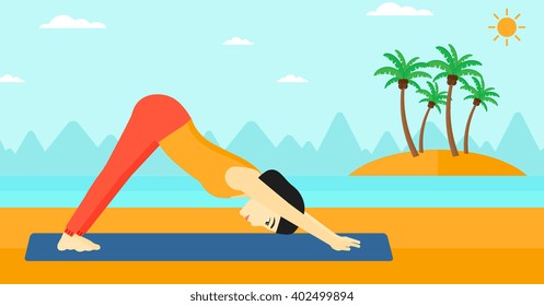 Woman practicing yoga.
