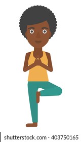 Woman practicing yoga.