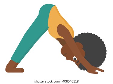 Woman practicing yoga.
