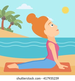 Woman practicing yoga.