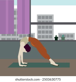 Woman Practicing Yoga . Backbend . Yoga Pose