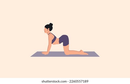 woman practicing yoga in cat-cow pose v1