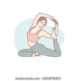 woman practicing yoga, doing Mermaid exercise