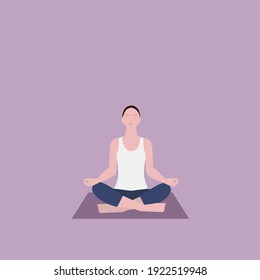 woman practicing yoga doing Siddhasana posture on violet background