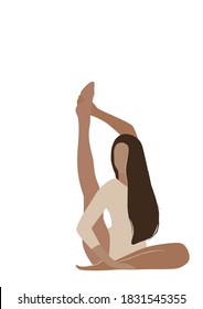 Woman practicing yoga. Flat concept vector illustration
