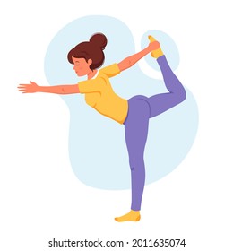 Woman practicing yoga. Healthy lifestyle, relax, meditation. Vector illustration