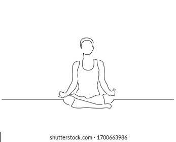 Woman practicing yoga isolated line drawing, vector illustration design. Sport collection.