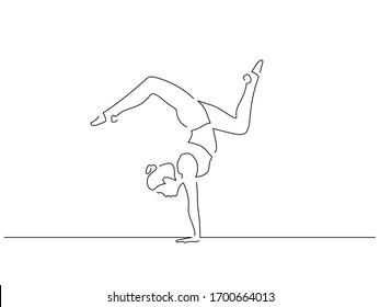 Woman practicing yoga isolated line drawing, vector illustration design. Sport collection.
