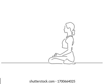 Woman practicing yoga isolated line drawing, vector illustration design. Sport collection.