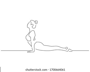 Woman practicing yoga isolated line drawing, vector illustration design. Sport collection.