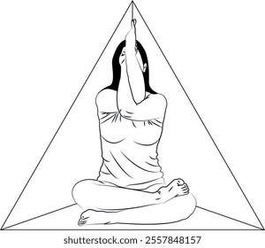 A Woman practicing yoga. Meditating, relaxing. Vector illustration