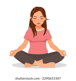 Woman practicing yoga meditation in lotus position
