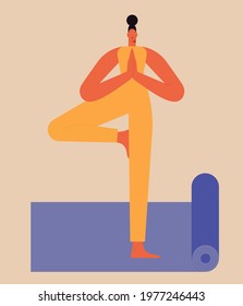 Woman practicing yoga. Modern flat vector use of digital concept illustration in web project and application.