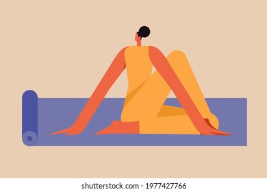 Woman practicing yoga. Modern flat vector use of digital concept illustration in web project and application.