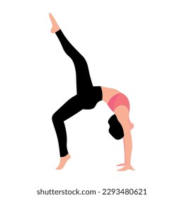 Woman practicing yoga on white background