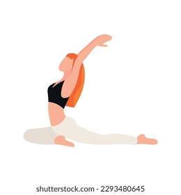 Woman practicing yoga on white background