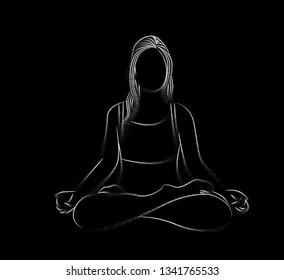 Woman practicing yoga pose, 21st june international yoga day, Particle Design.