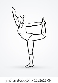A woman practicing yoga, Yoga pose outline graphic vector.