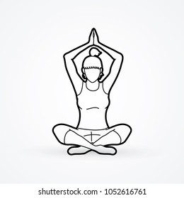 A woman practicing yoga, Yoga pose outline graphic vector.