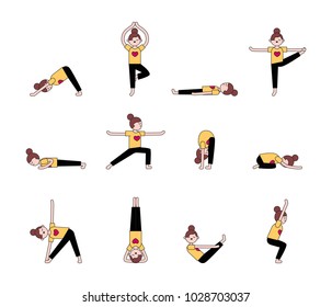 Woman Practicing Yoga. Yoga Poses & Exercises. Healthy Lifestyle.