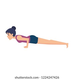 woman practicing yoga position