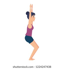 woman practicing yoga position
