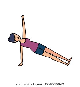 woman practicing yoga position